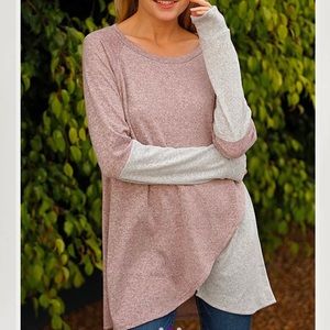 Pink & Gray Tulip-Hem Tunic
